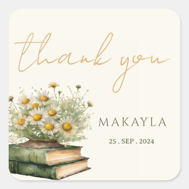 Pegatina Cuadrada Siguiente Capítulo Amante de los Libros Boho Baby  (Anverso)