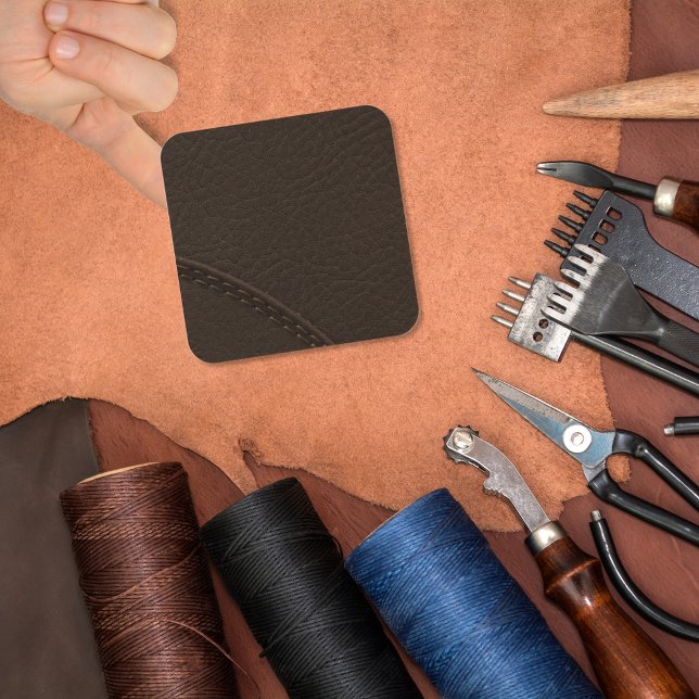 Pegatina Cuadrada Silencio de piel de imitación marrón (Subido por el creador)