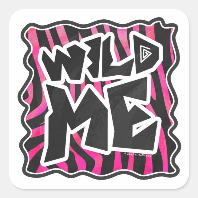 Pegatina Cuadrada Silhouette Black and Hot Pink Zebra (Anverso)