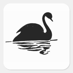Pegatina Cuadrada Silhouette Black Swan