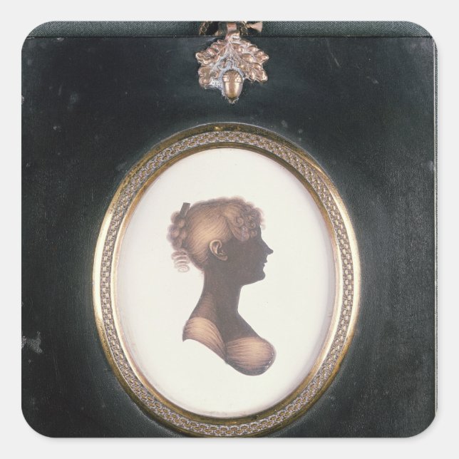 Pegatina Cuadrada Silhouette de Cassandra Austen, c.1809 (Anverso)