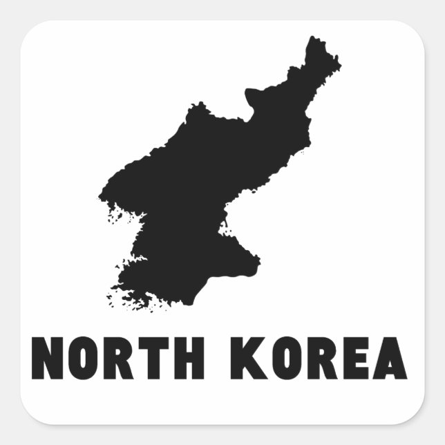 Pegatina Cuadrada Silhouette de Corea del Norte (Anverso)