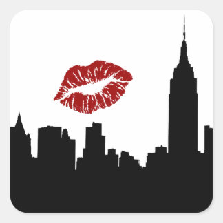 Pegatina Cuadrada Silhouette de la línea de Skyline de la NYC, Besse