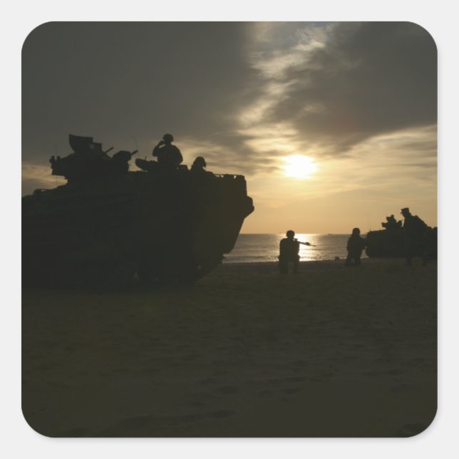 Pegatina Cuadrada Silhouette de Marines (Anverso)