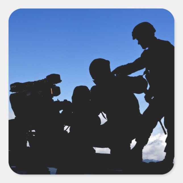 Pegatina Cuadrada Silhouette de soldados (Anverso)