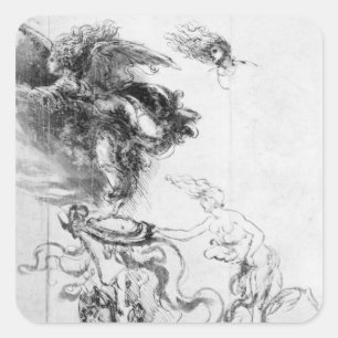 Pegatina Cuadrada Silhouette de un ángel