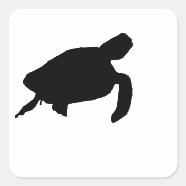 Pegatina Cuadrada Silhouette Sea Turtle (Anverso)