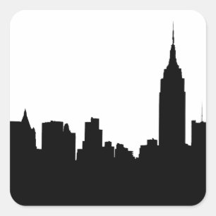 Pegatina Cuadrada Silhouette Skyline de NYC, Empire State Bldg #1
