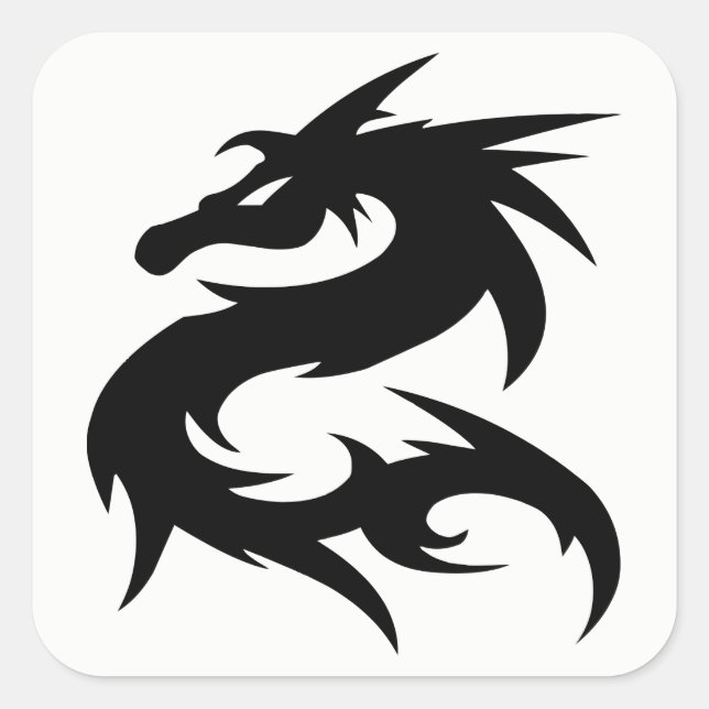 Pegatina Cuadrada Silhouette Tribal Dragon (Anverso)