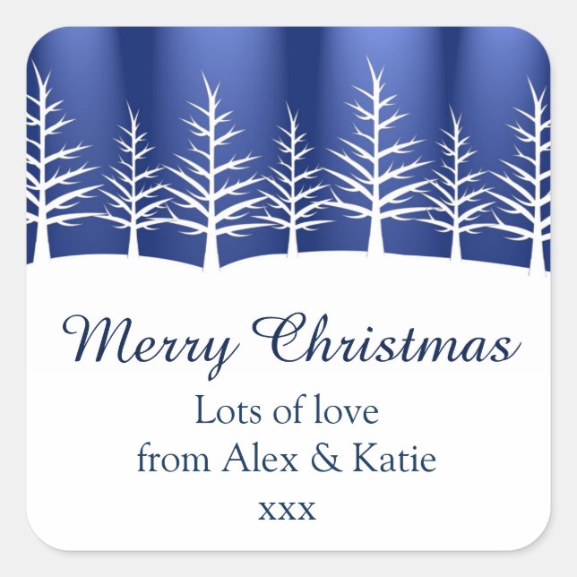 Pegatina Cuadrada Silhouettes de árboles blancos (Anverso)