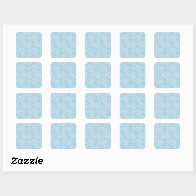 Pegatina Cuadrada Silk Moire Small Pattern in Bright Aqua (Hoja)