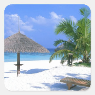 Pegatina Cuadrada Silla de playa - Bliss de verano