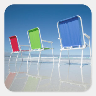Pegatina Cuadrada Sillas De Playa De Australia