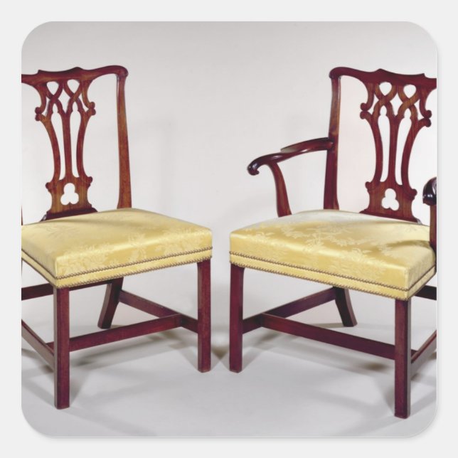 Pegatina Cuadrada Sillones con respaldo entrelazado (Anverso)
