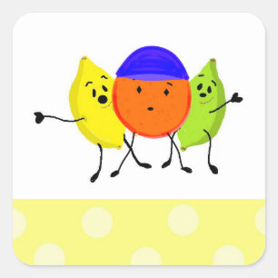 Pegatina Cuadrada Silly Fruit Gang