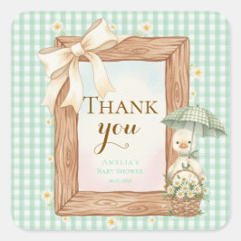 Pegatina Cuadrada Silly Goose Baby Shower Thank You Sticker