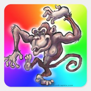 Pegatina Cuadrada Silly Monkey