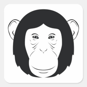 Pegatina Cuadrada Silueta Chimpancé Face
