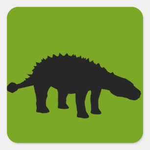 Pegatina Cuadrada Silueta de dinosaurio Ankylosaurus