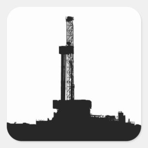 Pegatina Cuadrada Silueta de la plataforma de perforación