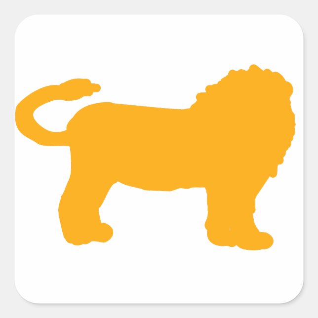 Pegatina Cuadrada Silueta de León Amarillo (Anverso)
