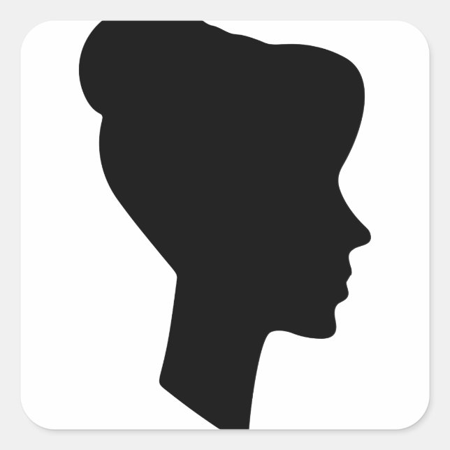 Pegatina Cuadrada Silueta de perfil femenino (Anverso)