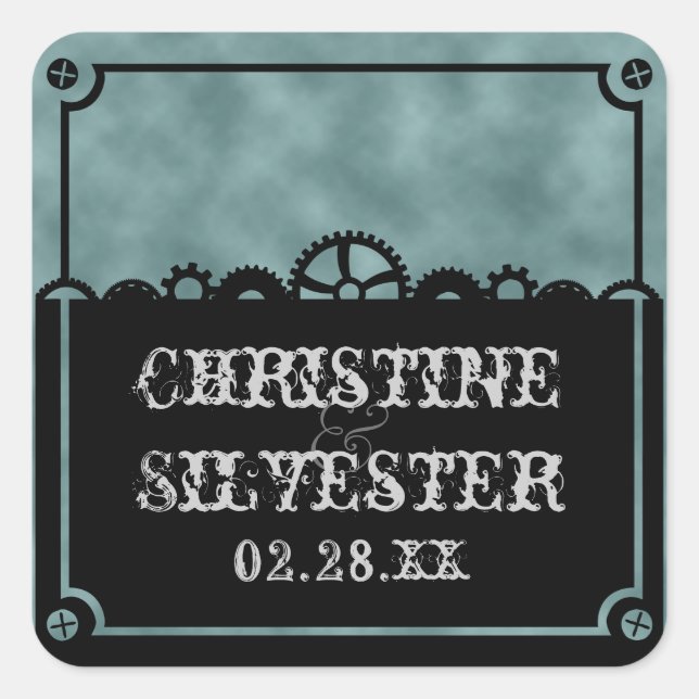 Pegatina Cuadrada Silueta de relojería, pegatinas de recuerdos (Anverso)