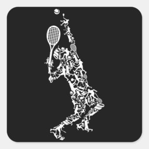 Pegatina Cuadrada Silueta de tenis