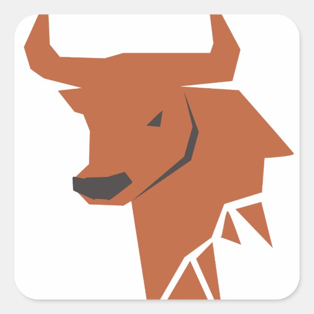 Pegatina Cuadrada Silueta de toro de bronce Zodiaco (Anverso)