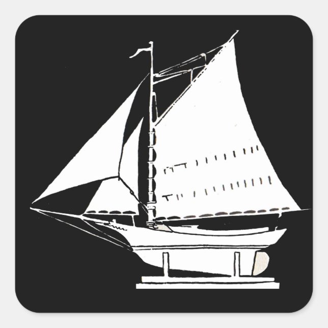 Pegatina Cuadrada silueta de velero (Anverso)