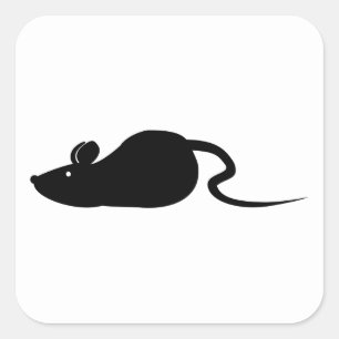 Pegatina Cuadrada Silueta del ratón