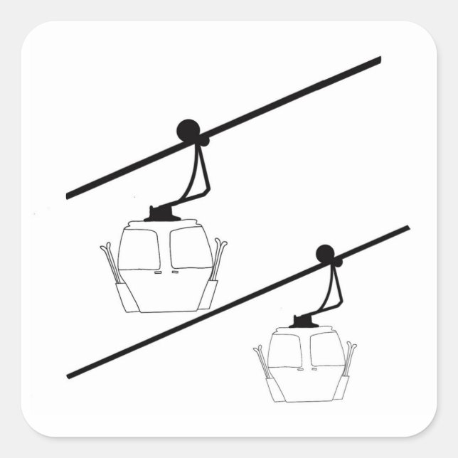 Pegatina Cuadrada Silueta negra de góndolas (Anverso)