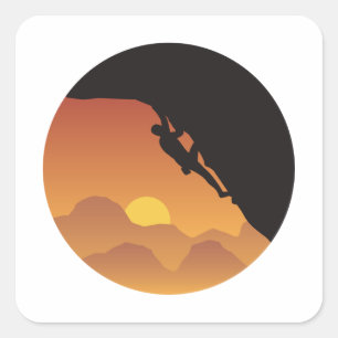 Pegatina Cuadrada Silueta vectorial de diseño plano de escalada