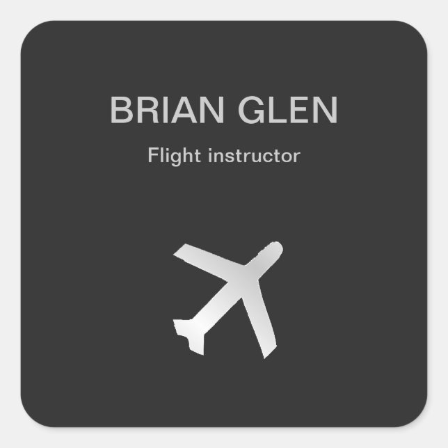 Pegatina Cuadrada Silva gris de plano de vuelo plateado (Anverso)