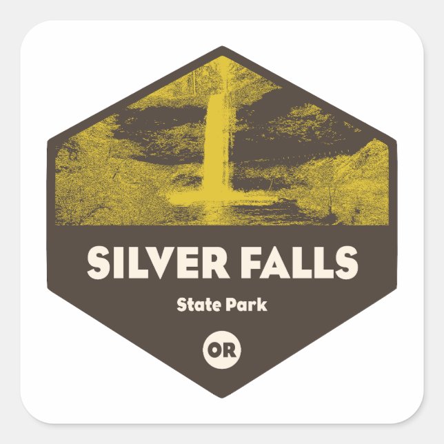 Pegatina Cuadrada Silver Falls State Park Oregon (Anverso)