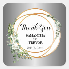 Pegatina Cuadrada Silver Golden Botanica: Gracias