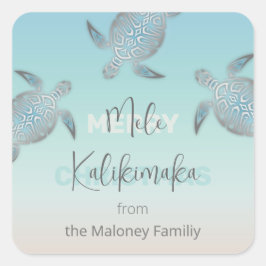 Pegatina Cuadrada Silver Turtles | Mele Kalikikmaka | Personalized