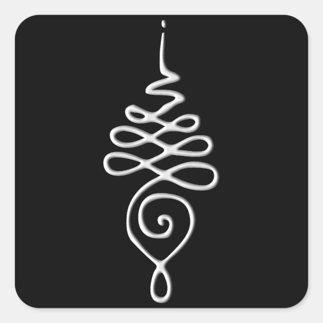 Pegatina Cuadrada Silver Unalome  (Anverso)