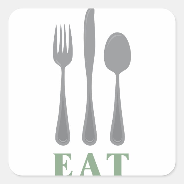Pegatina Cuadrada Silverware (Anverso)