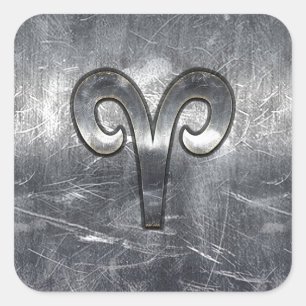 Pegatina Cuadrada Símbolo Aries Zodiac estilo industrial