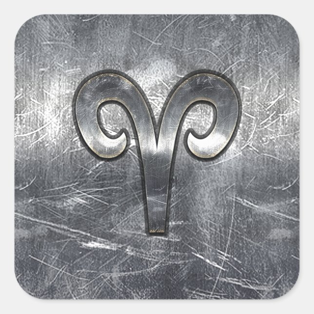Pegatina Cuadrada Símbolo Aries Zodiac estilo industrial (Anverso)