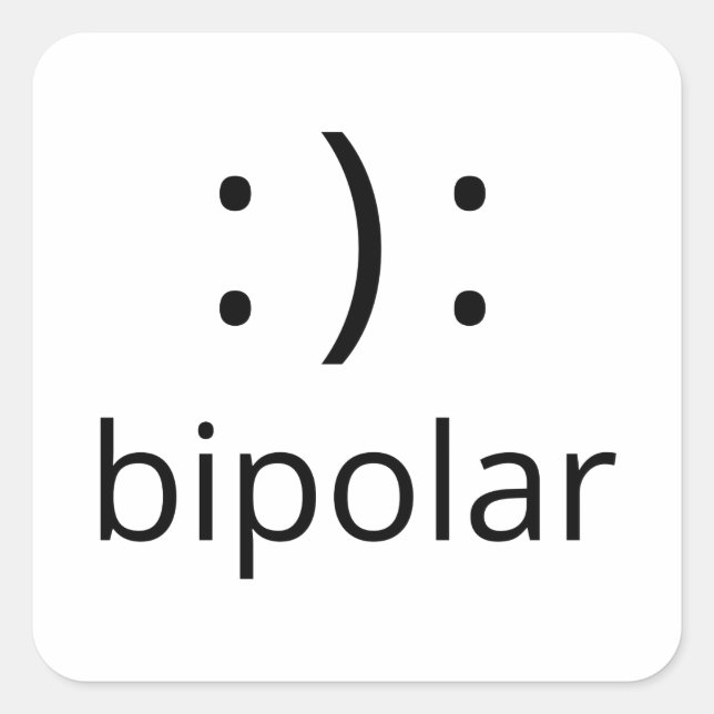 Pegatina Cuadrada símbolo bipolar (Anverso)