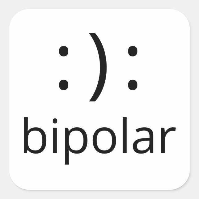 Pegatina Cuadrada símbolo bipolar (Anverso)