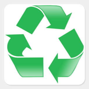 Pegatina Cuadrada Símbolo clásico de reciclaje RECICLAJE