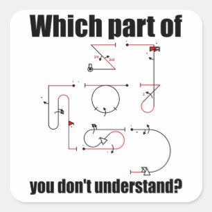 Pegatina Cuadrada Símbolo de Aresti, maniobras de vuelo del piloto 
