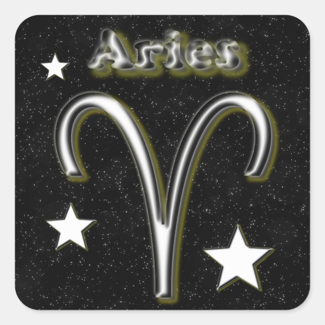 Pegatina Cuadrada Símbolo de Aries (Anverso)