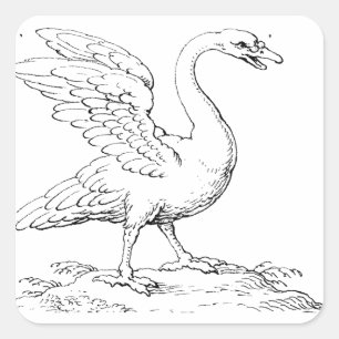 Pegatina Cuadrada Símbolo de cisne de amor y fidelidad Arte refinado