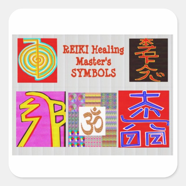 Pegatina Cuadrada Símbolo de curación REIKI ART ReikiHealing ReikiMa (Anverso)