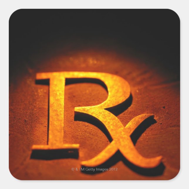 Pegatina Cuadrada Símbolo de farmacología (Anverso)