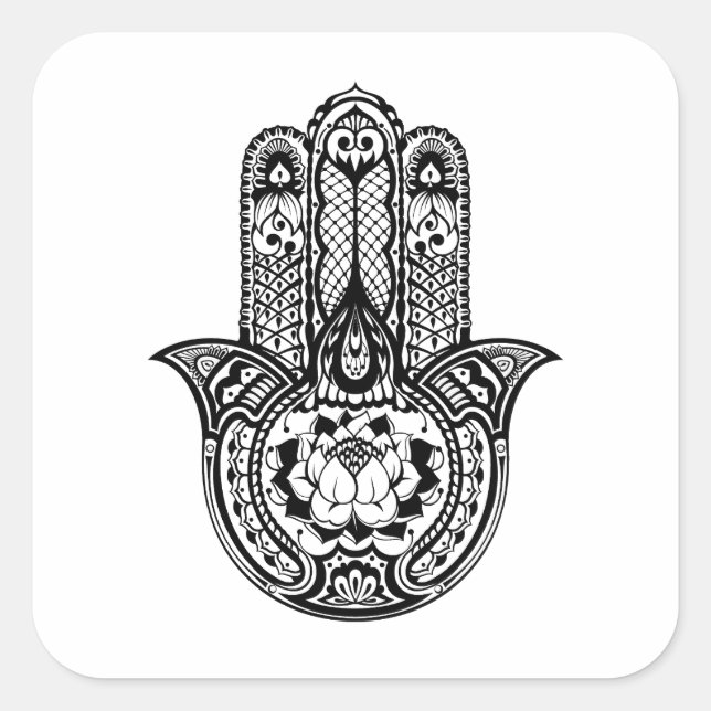 Pegatina Cuadrada Símbolo de Hamsa inspirado (Anverso)